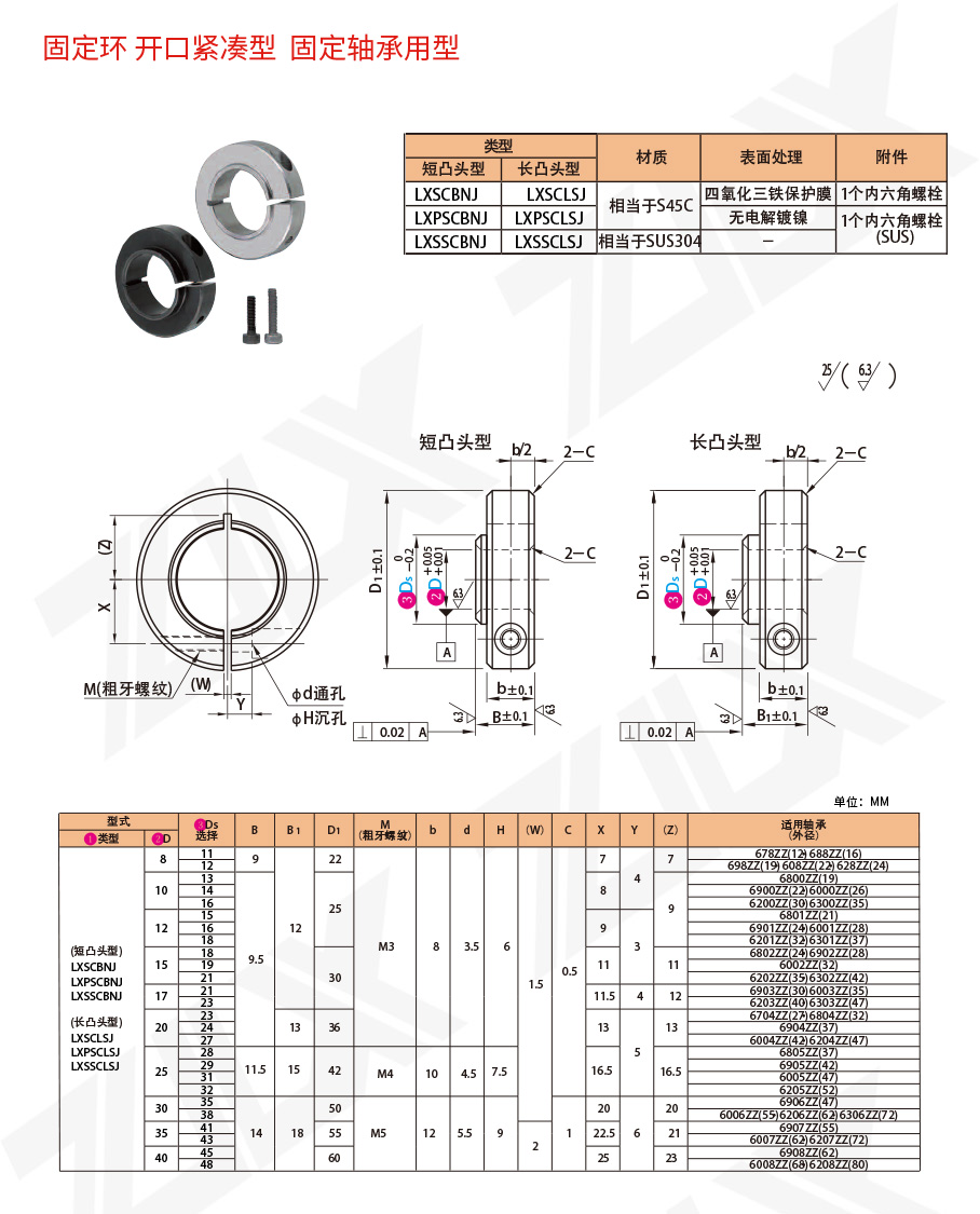 固定環(huán) 固定軸承用型 開口緊湊型 固定環(huán) 固定軸承用型 開口緊湊型