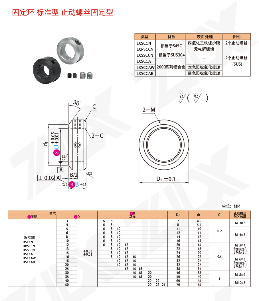 固定環(huán) 止動(dòng)螺絲固定型 標(biāo)準(zhǔn)型 固定環(huán) 止動(dòng)螺絲固定型 標(biāo)準(zhǔn)型