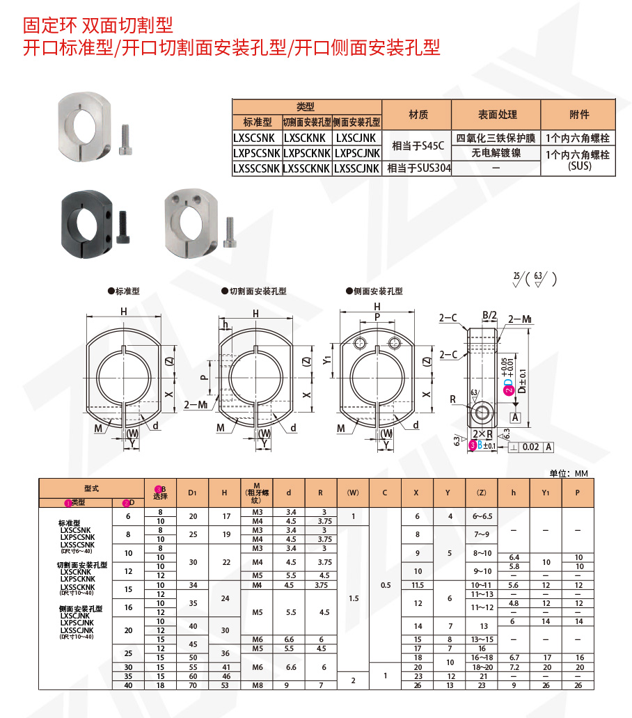 161固定環(huán) 雙面切割型 開口型