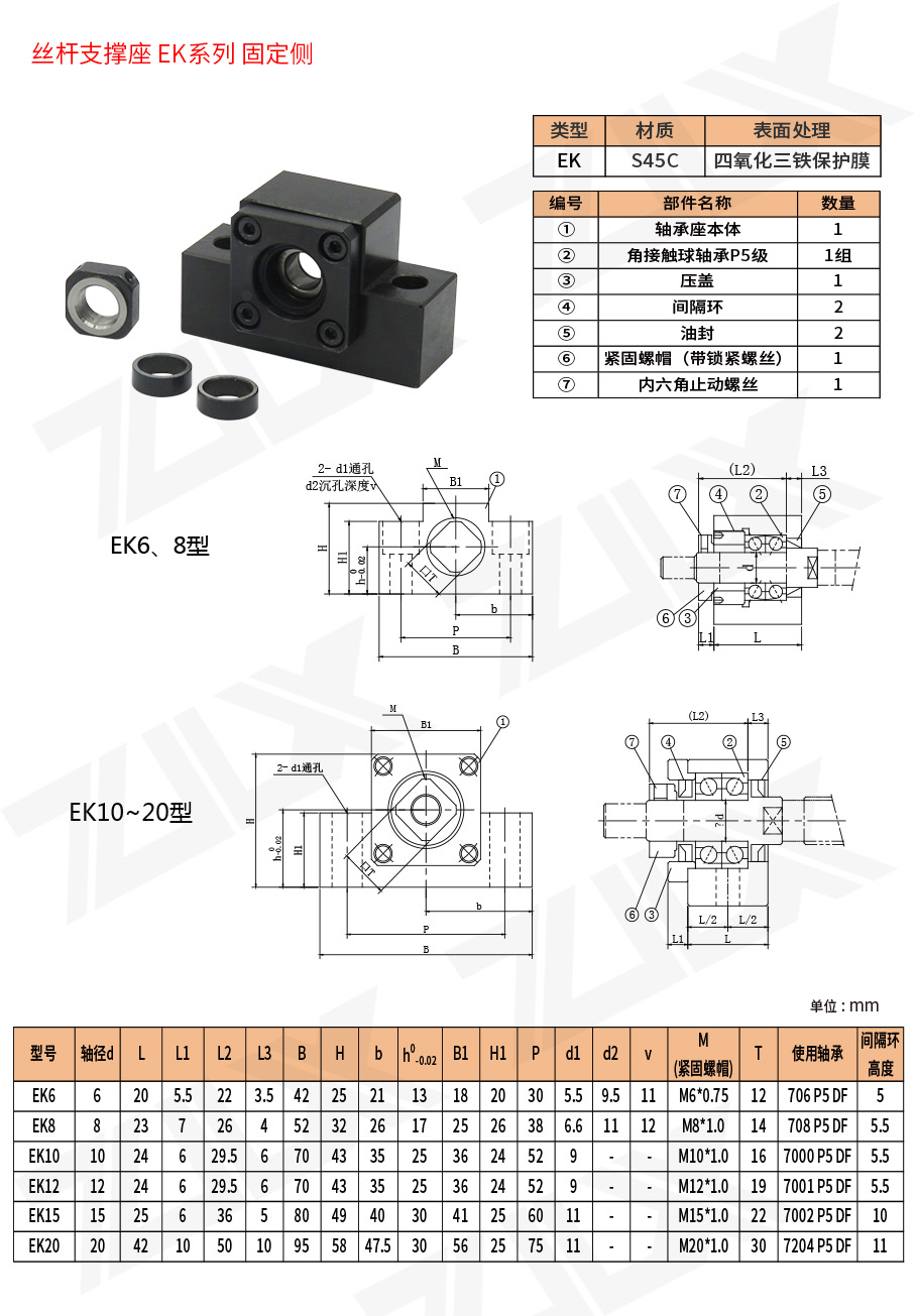EK系列絲桿支撐座