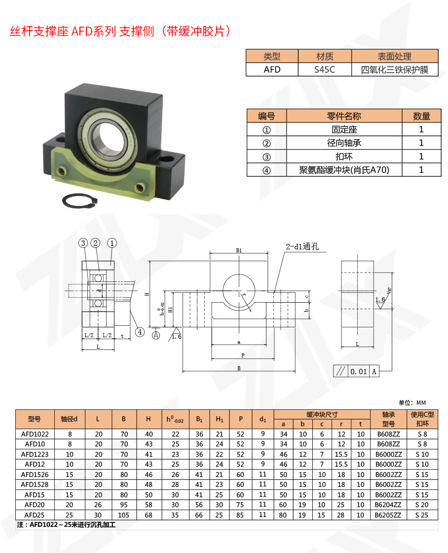 AFD系列絲桿支撐座 AFD系列絲桿支撐座