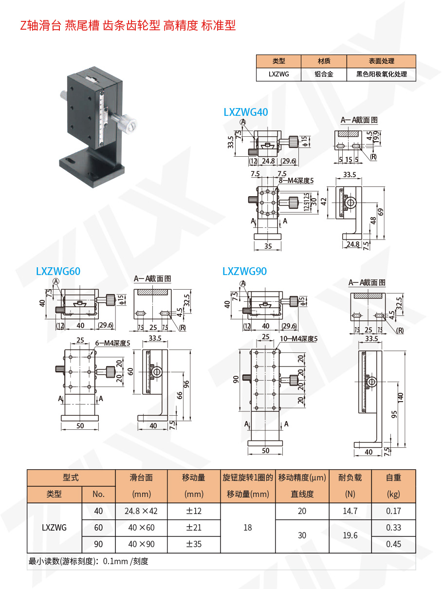Z-61Z軸滑臺(tái)燕尾槽齒條齒輪型高精度標(biāo)準(zhǔn)型
