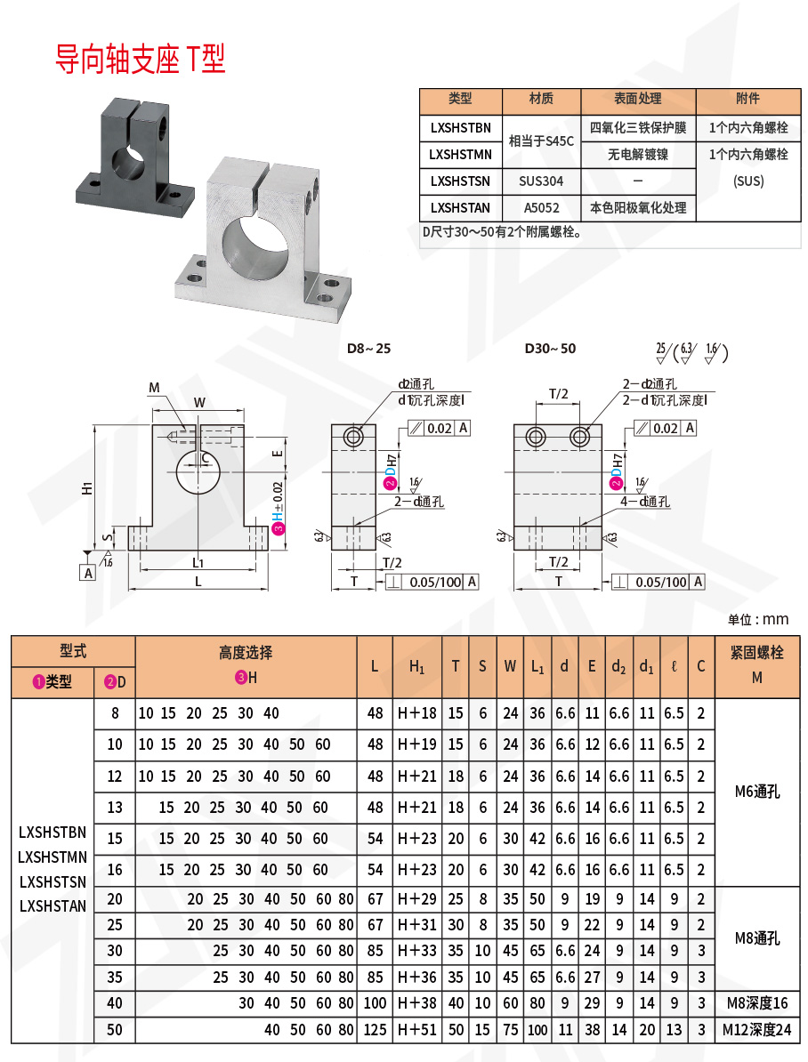 6T型導(dǎo)向軸支座